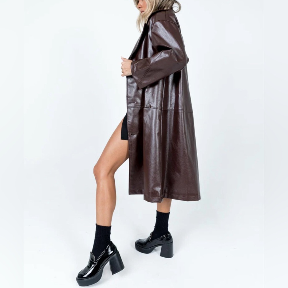 Princess Polly Brown Trench Coat - Picture 2 of 13